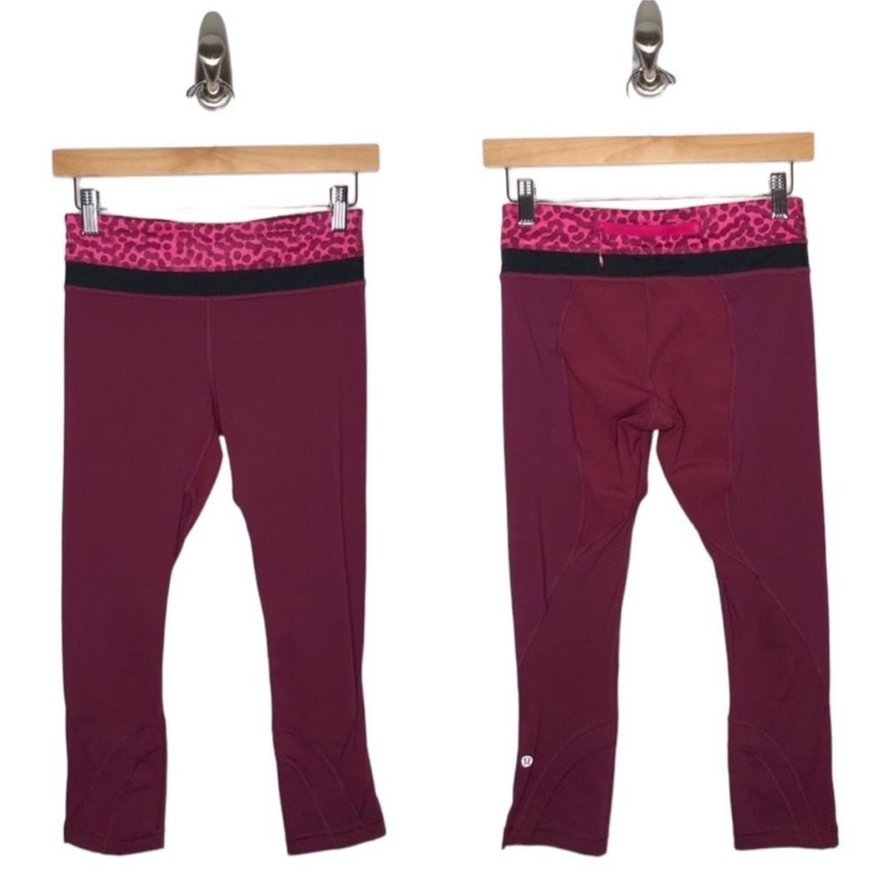 Lululemon Athletica Inspire Crop II Dashing purple Ace spots size 4
